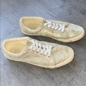 Yellow sparkly sneakers